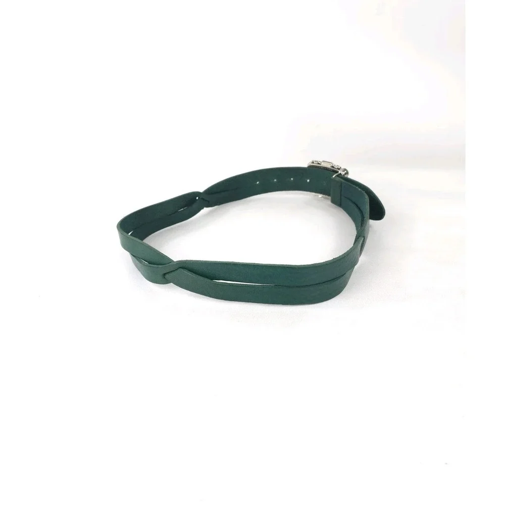 Claudio Orciani Size 80 Green Genuine Leather Crystal / Gems Belt Made In Italy - Picture 4 of 7